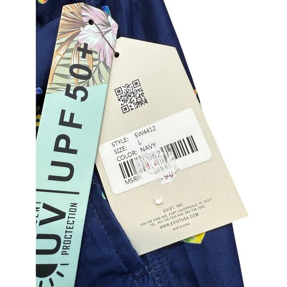 New Men's Spicy Tuna Navy Blue Colorful Anchors Design Swim Shorts Trunks Size L - Picture 11 of 12